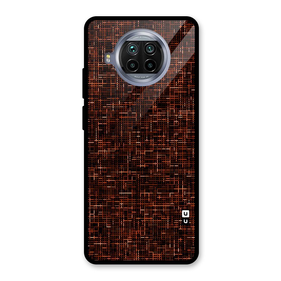 Criss Cross Brownred Pattern Glass Back Case for Mi 10i