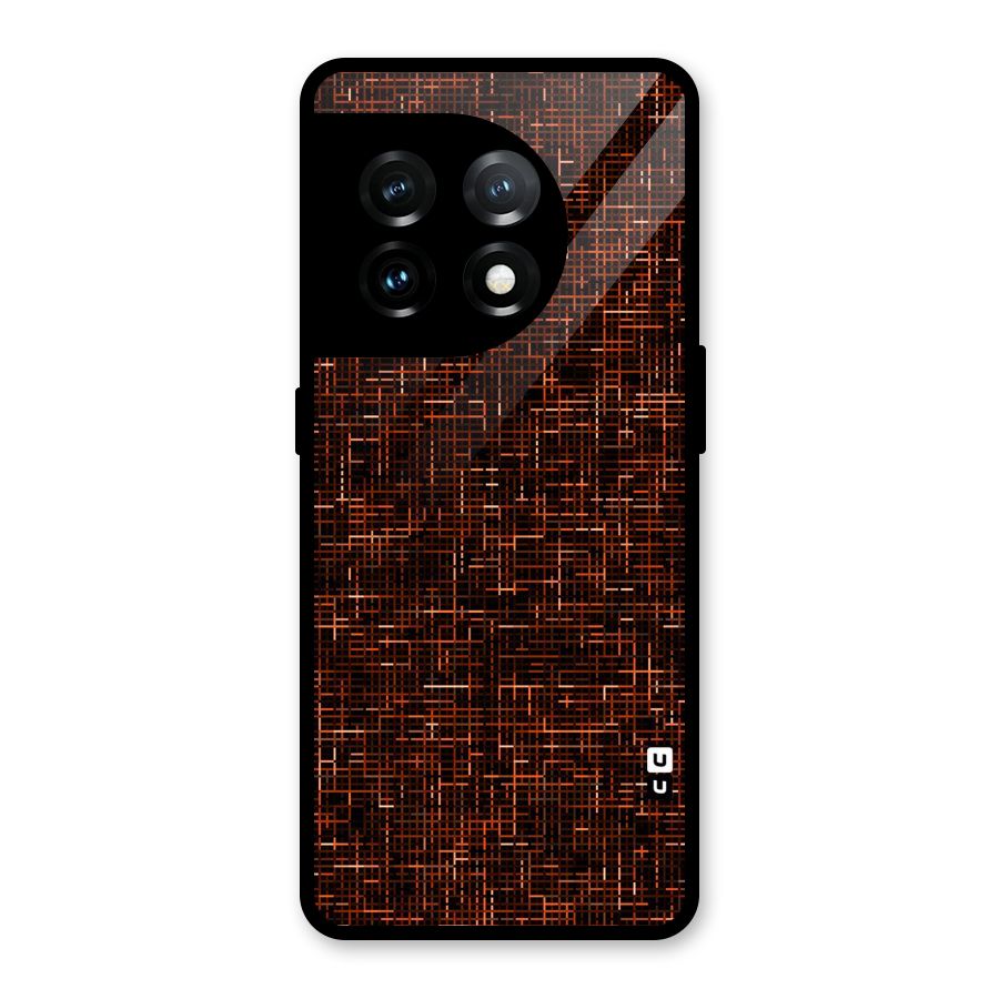 Criss Cross Brownred Pattern Glass Back Case for OnePlus 11
