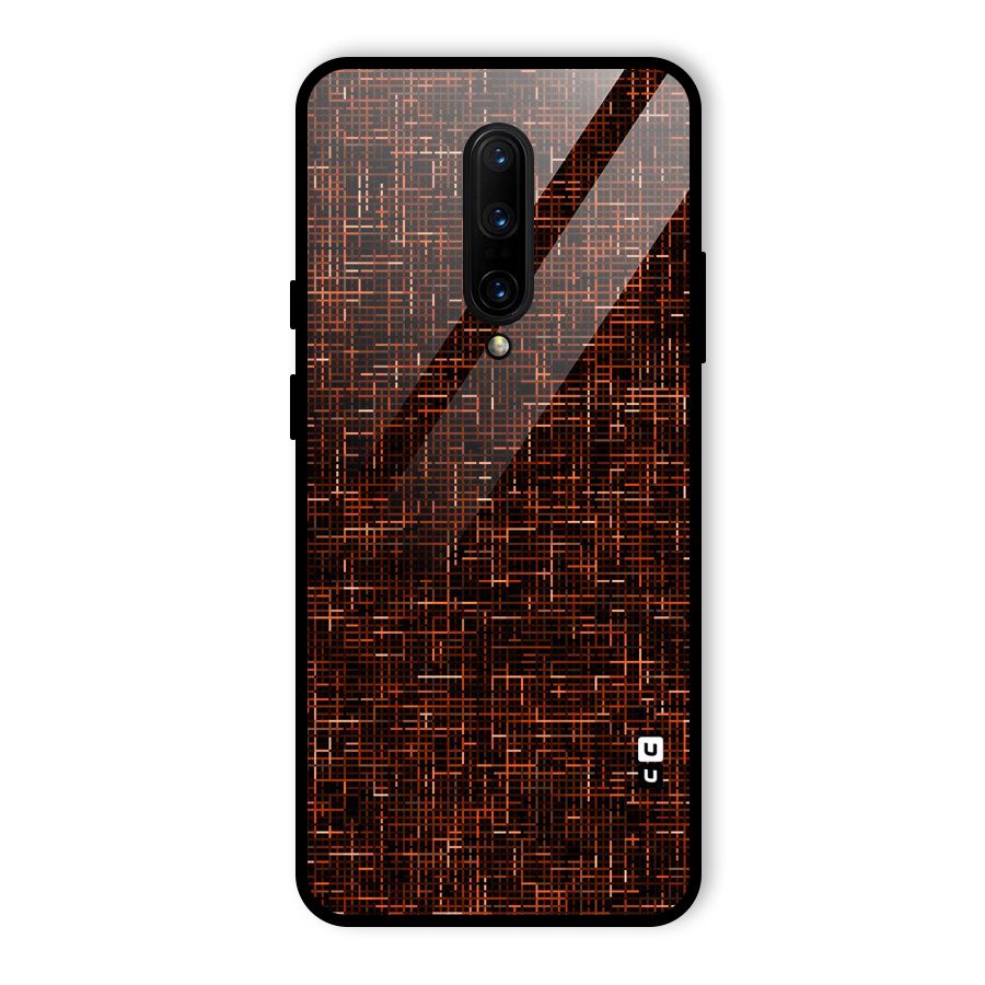 Criss Cross Brownred Pattern Glass Back Case for OnePlus 7 Pro