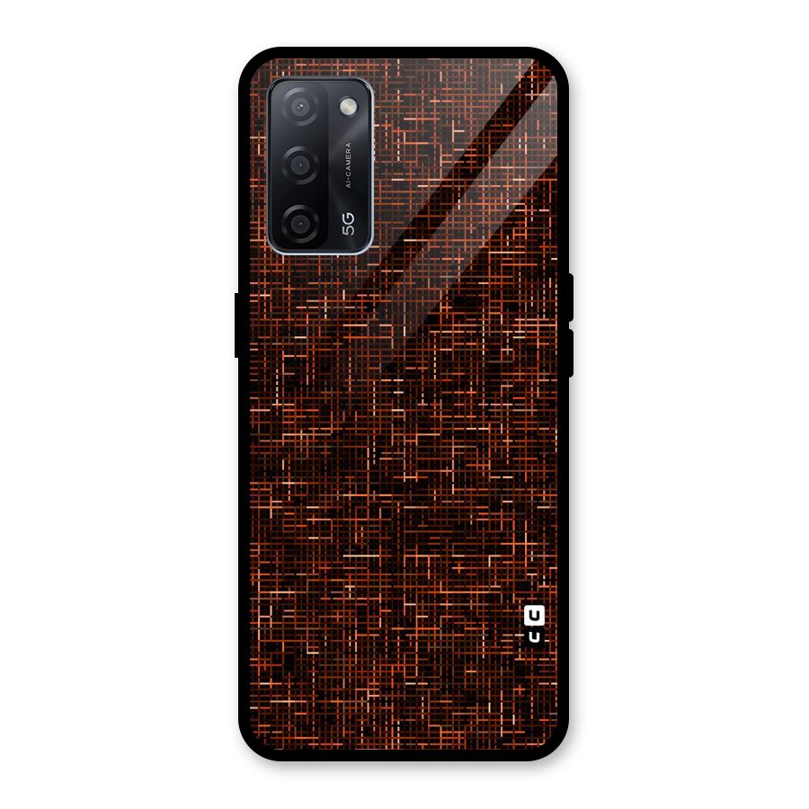 Criss Cross Brownred Pattern Glass Back Case for Oppo A53s 5G