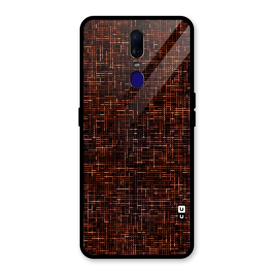 Criss Cross Brownred Pattern Glass Back Case for Oppo F11