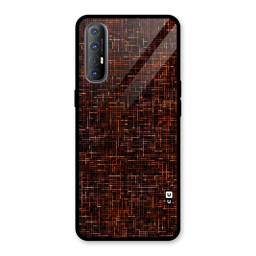 Criss Cross Brownred Pattern Glass Back Case for Oppo Reno3 Pro