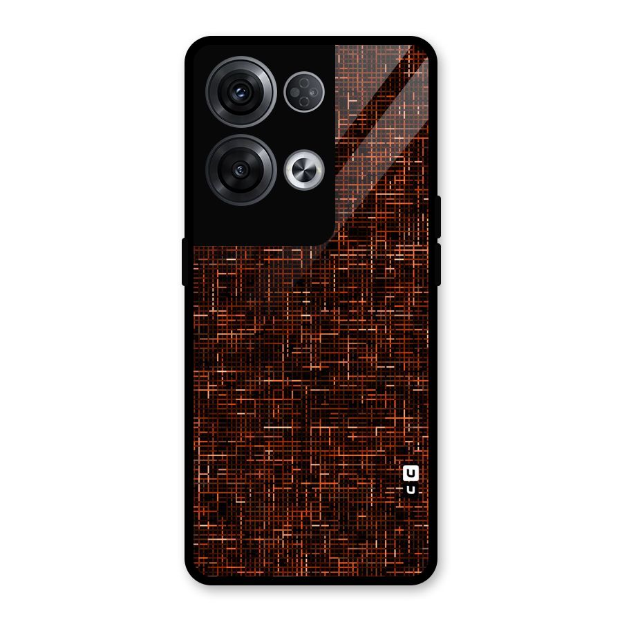 Criss Cross Brownred Pattern Glass Back Case for Oppo Reno8 Pro 5G