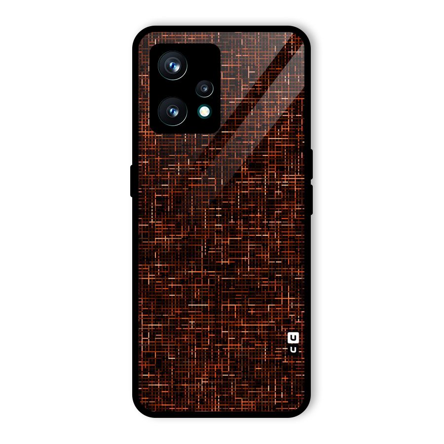 Criss Cross Brownred Pattern Glass Back Case for Realme 9 Pro Plus 5G