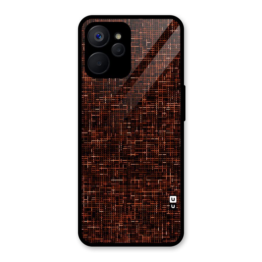 Criss Cross Brownred Pattern Glass Back Case for Realme 9i 5G