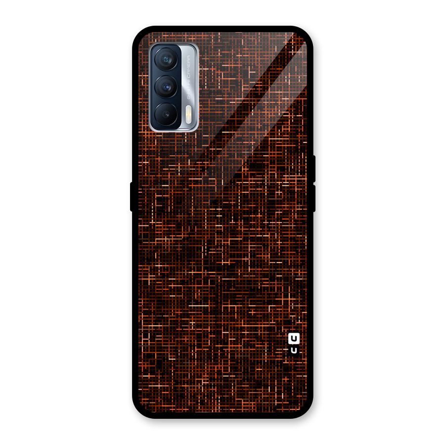 Criss Cross Brownred Pattern Glass Back Case for Realme X7