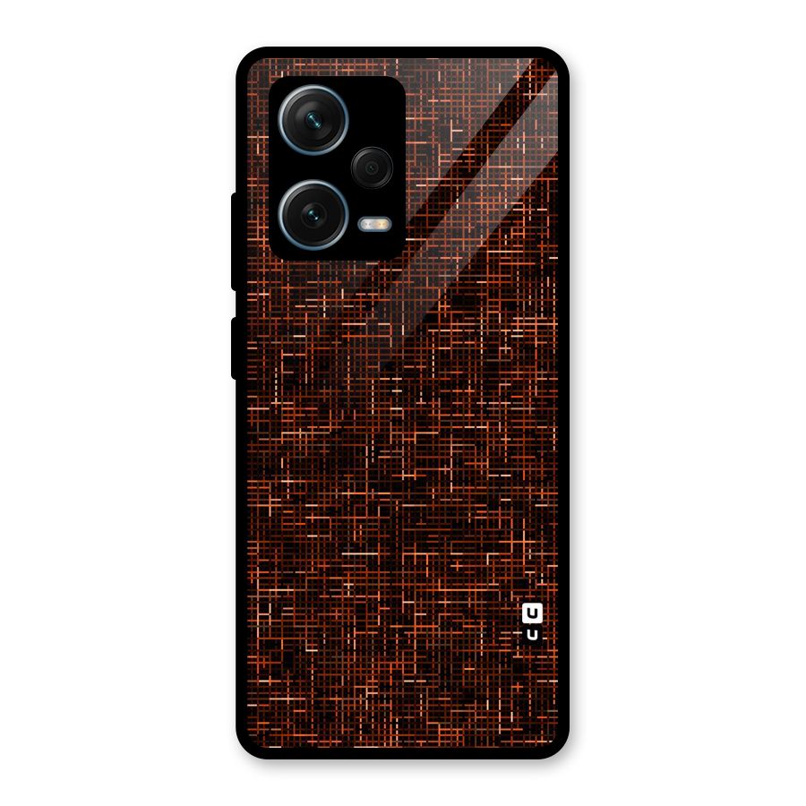 Criss Cross Brownred Pattern Glass Back Case for Redmi Note 12 Pro Plus 5G