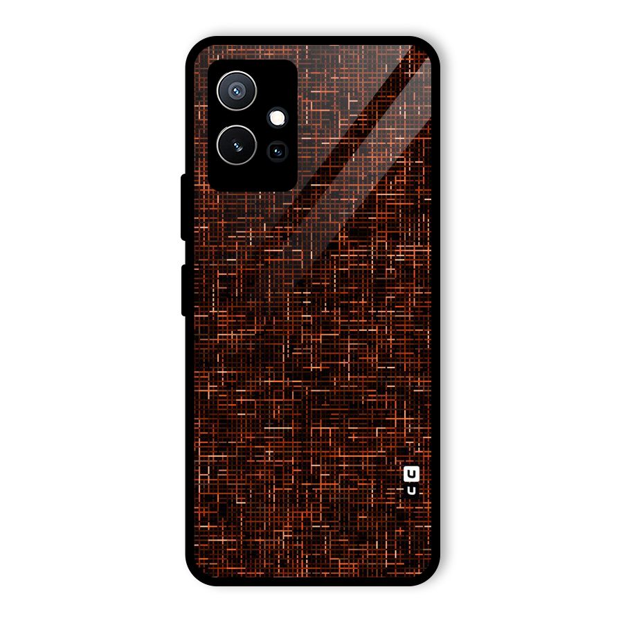 Criss Cross Brownred Pattern Glass Back Case for Vivo T1 5G