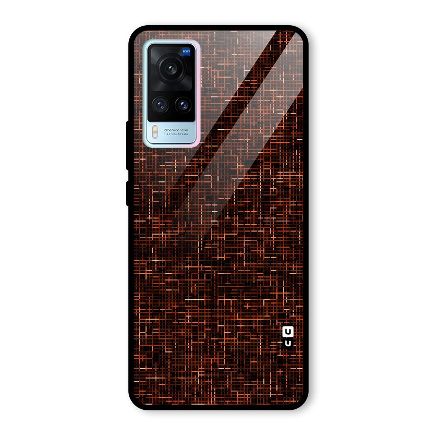 Criss Cross Brownred Pattern Glass Back Case for Vivo X60