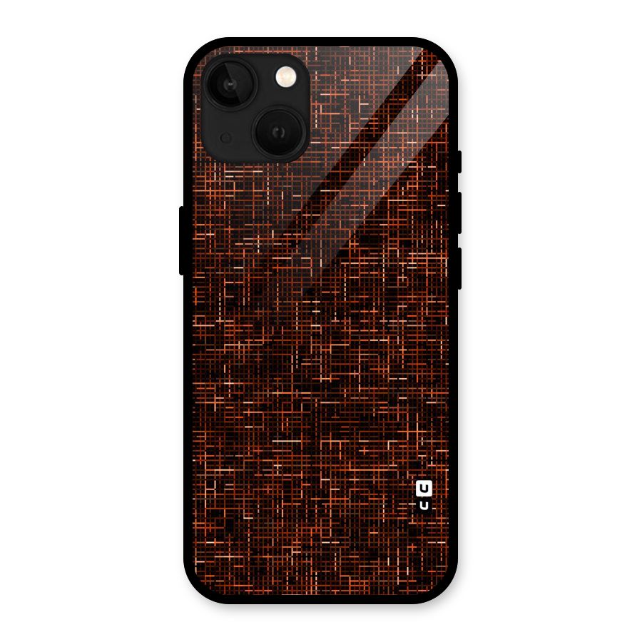 Criss Cross Brownred Pattern Glass Back Case for iPhone 13