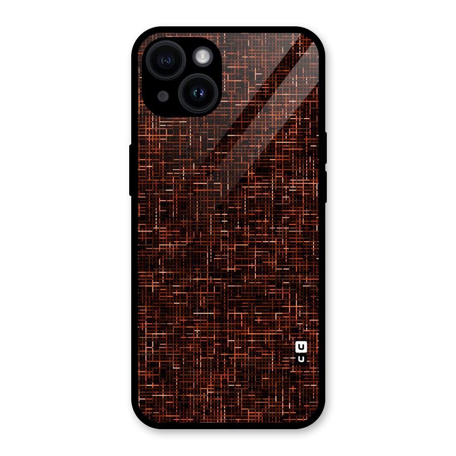 Criss Cross Brownred Pattern Glass Back Case for iPhone 14