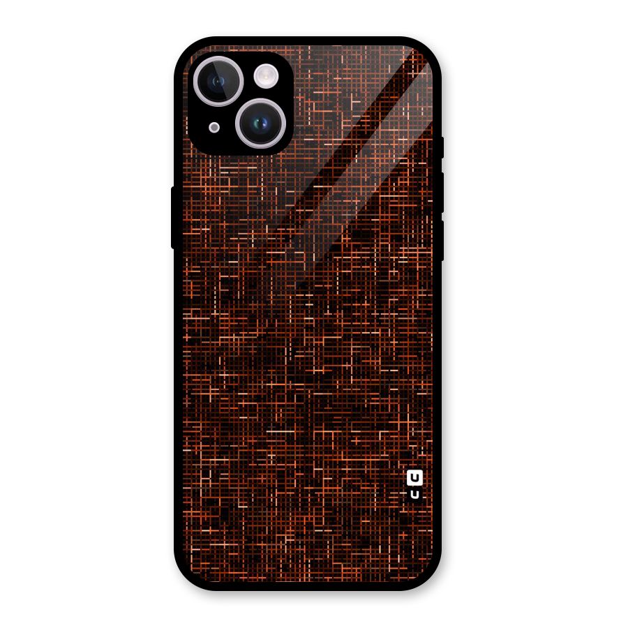Criss Cross Brownred Pattern Glass Back Case for iPhone 14 Plus