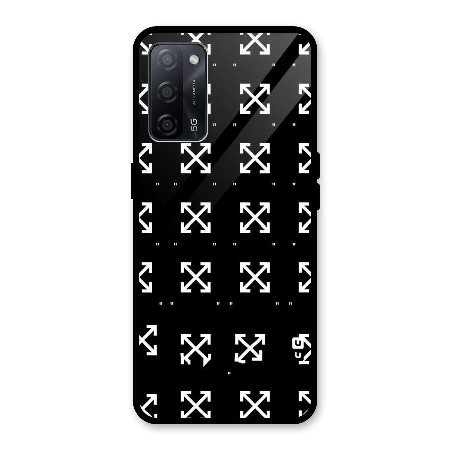 Cross Arrow Black Glass Back Case for Oppo A53s 5G