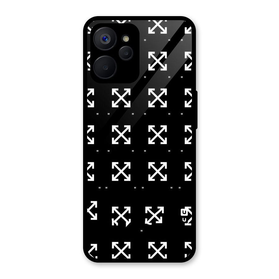 Cross Arrow Black Glass Back Case for Realme 9i 5G