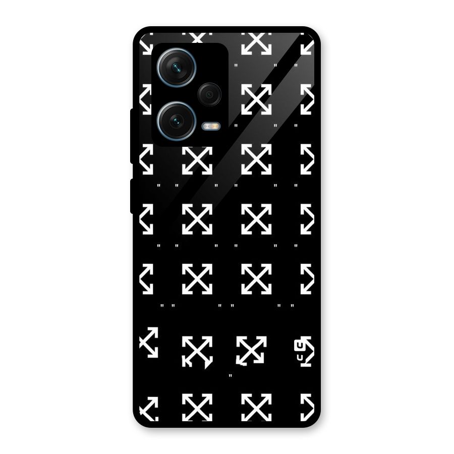 Cross Arrow Black Glass Back Case for Redmi Note 12 Pro Plus 5G