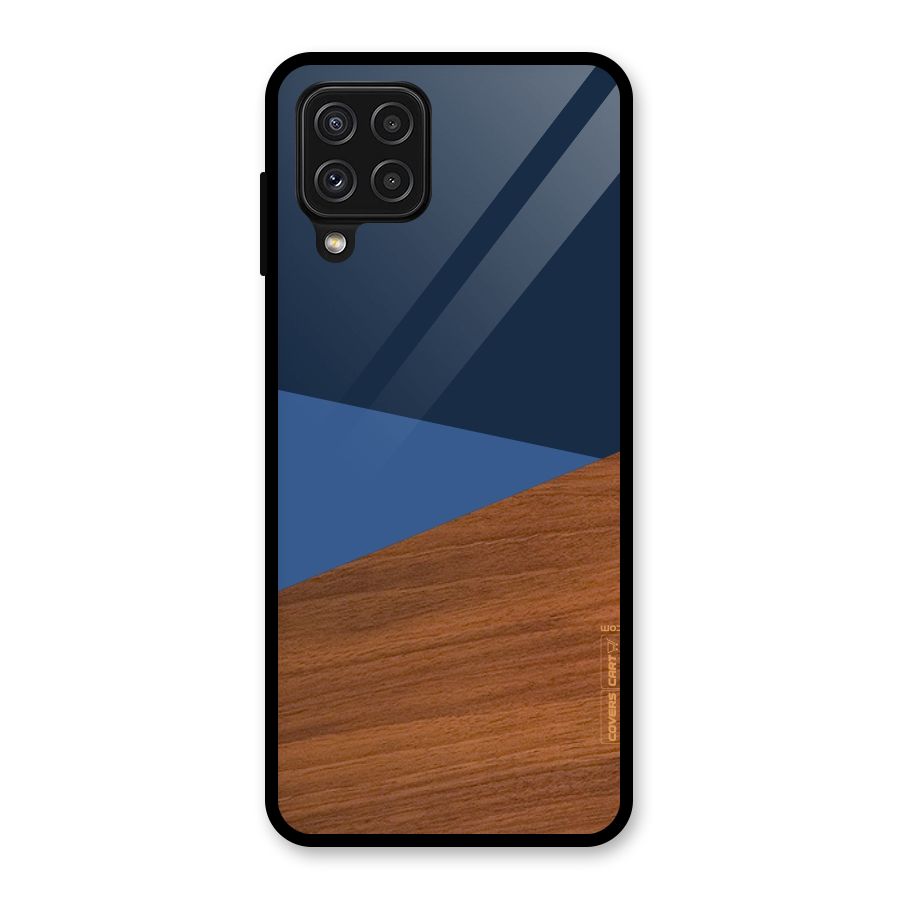 Crossed Lines Pattern Glass Back Case for Galaxy A22 4G