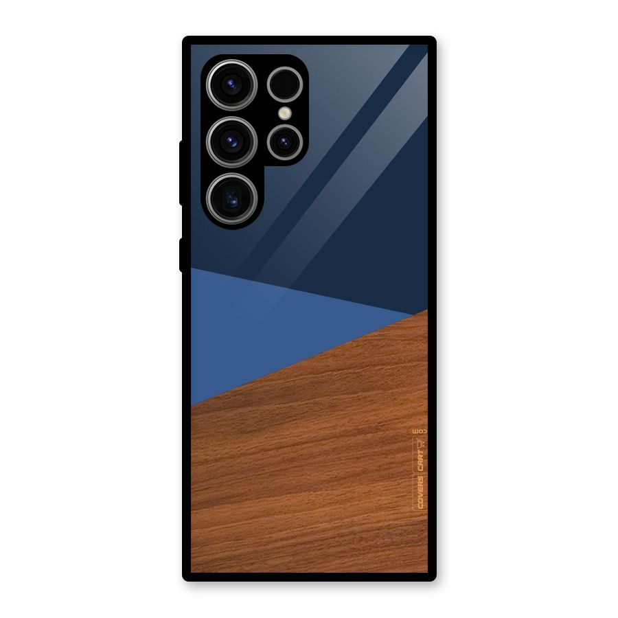 Crossed Lines Pattern Glass Back Case for Galaxy S23 Ultra