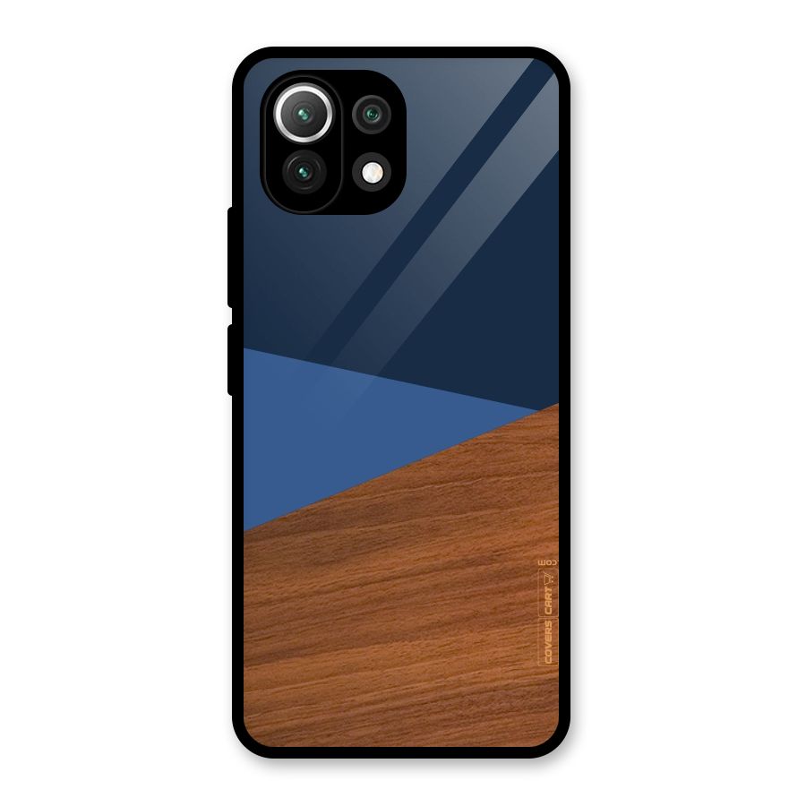 Crossed Lines Pattern Glass Back Case for Mi 11 Lite