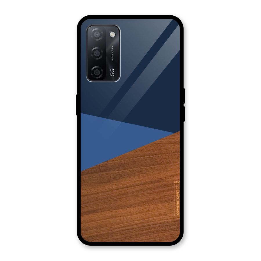 Crossed Lines Pattern Glass Back Case for Oppo A53s 5G