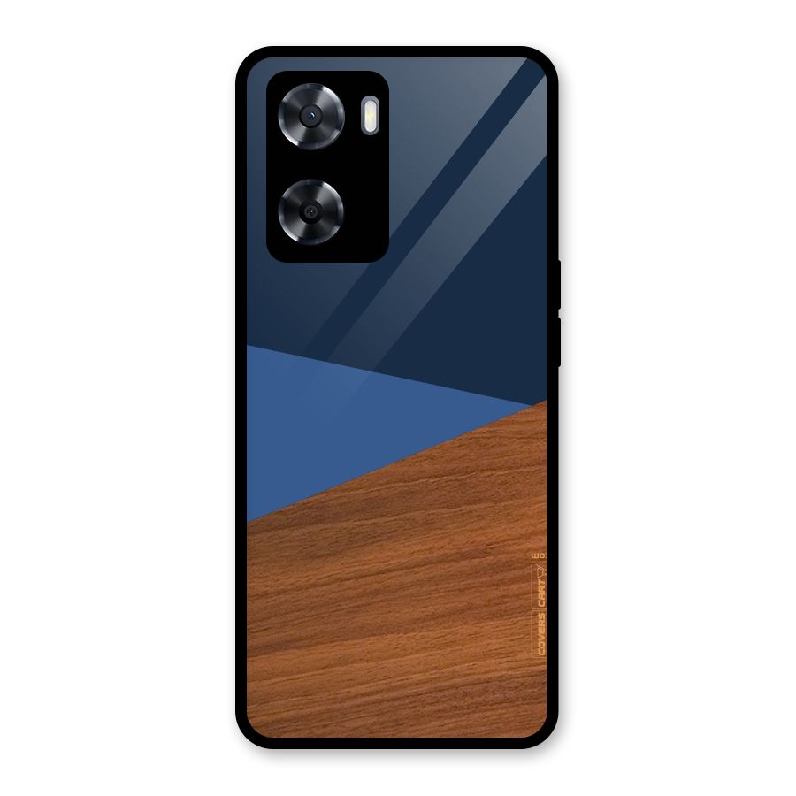 Crossed Lines Pattern Glass Back Case for Oppo A57 2022