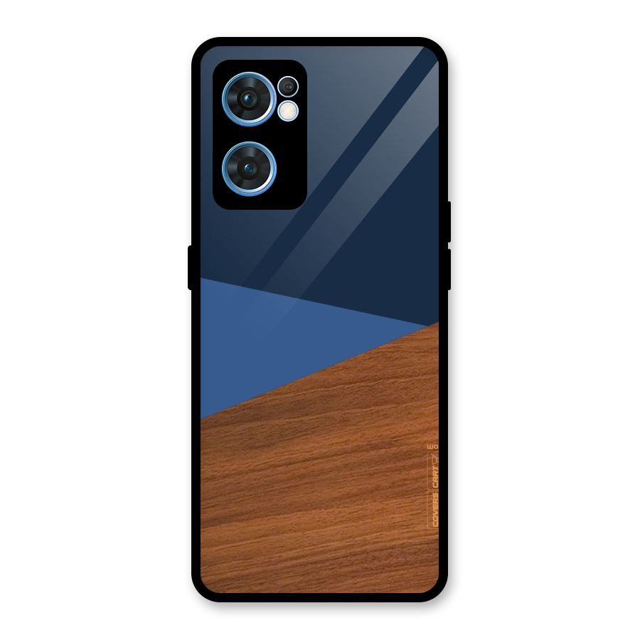 Crossed Lines Pattern Glass Back Case for Oppo Reno7 5G