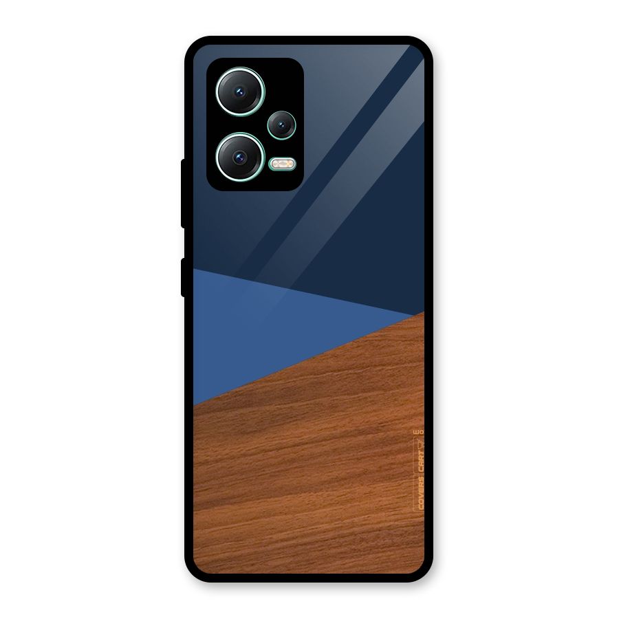 Crossed Lines Pattern Glass Back Case for Redmi Note 12 5G