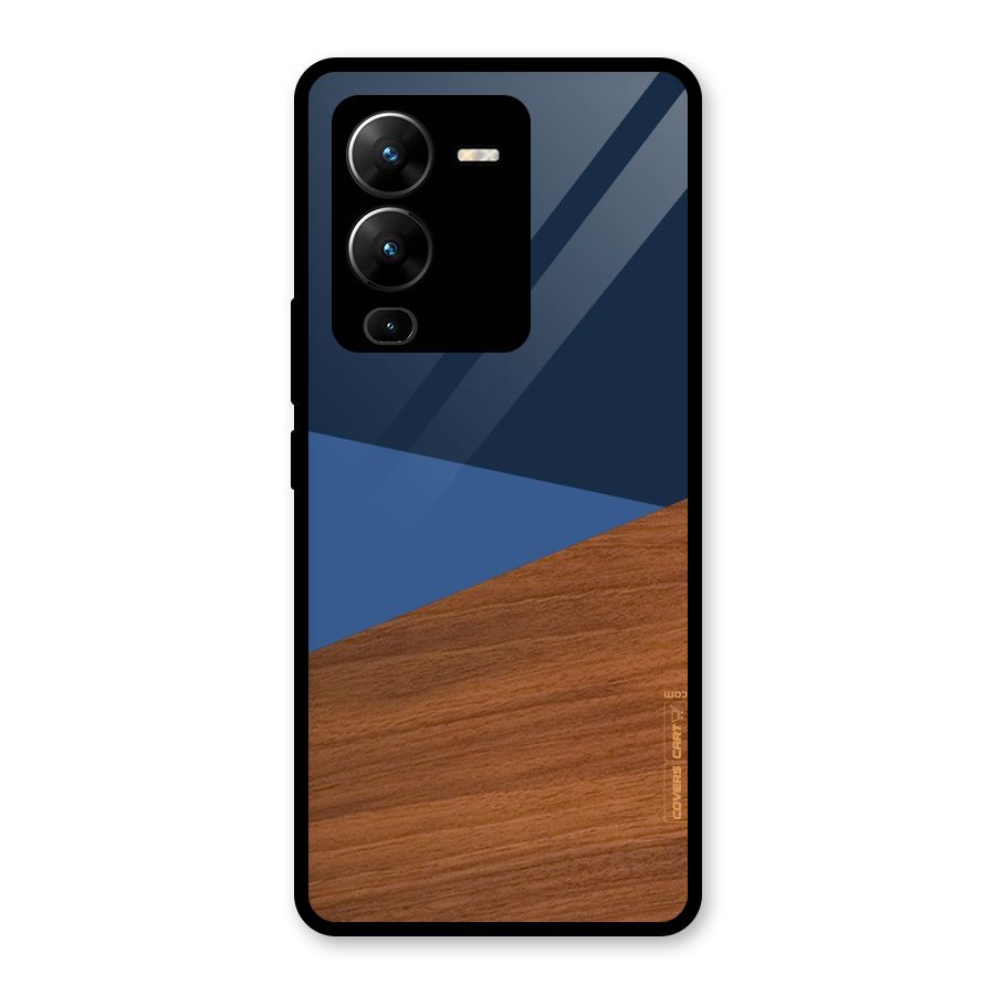 Crossed Lines Pattern Glass Back Case for Vivo V25 Pro