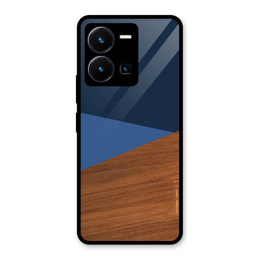 Crossed Lines Pattern Glass Back Case for Vivo Y35