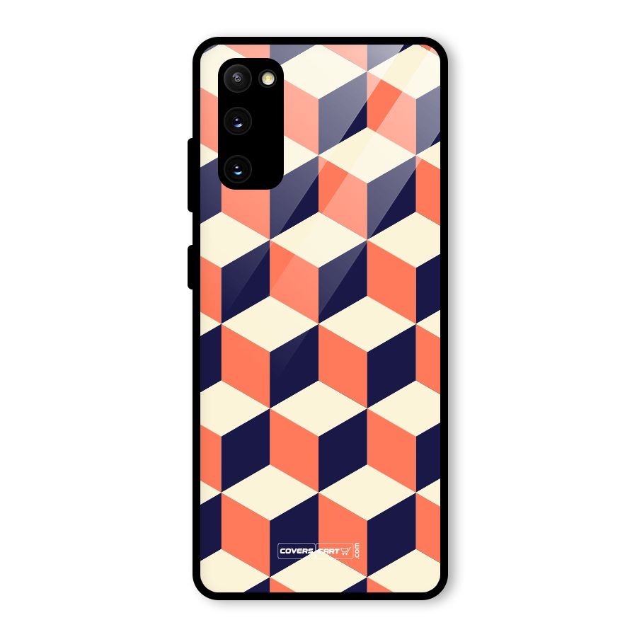 Cube Pattern Glass Back Case for Galaxy S20 FE 5G