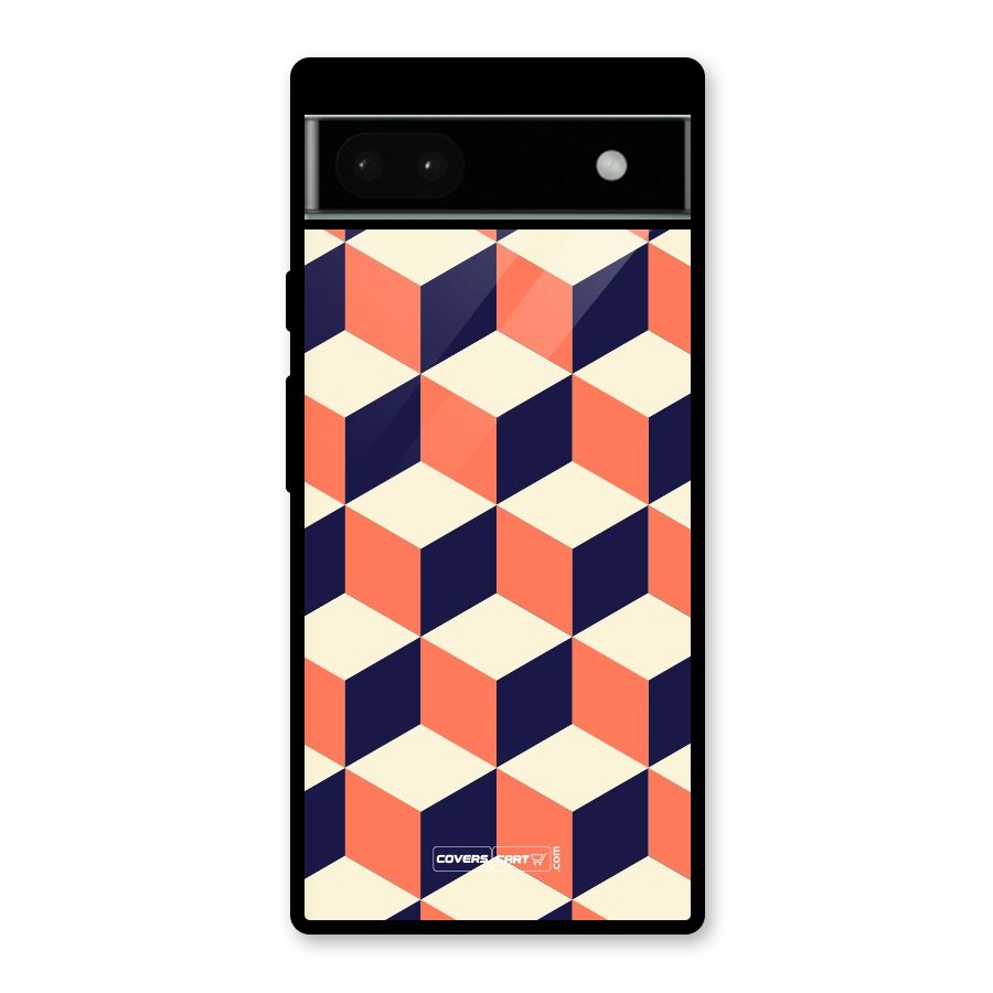 Cube Pattern Glass Back Case for Google Pixel 6a