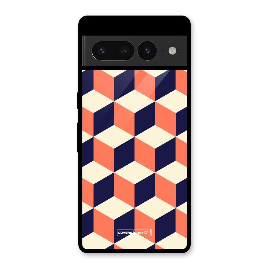 Cube Pattern Glass Back Case for Google Pixel 7 Pro