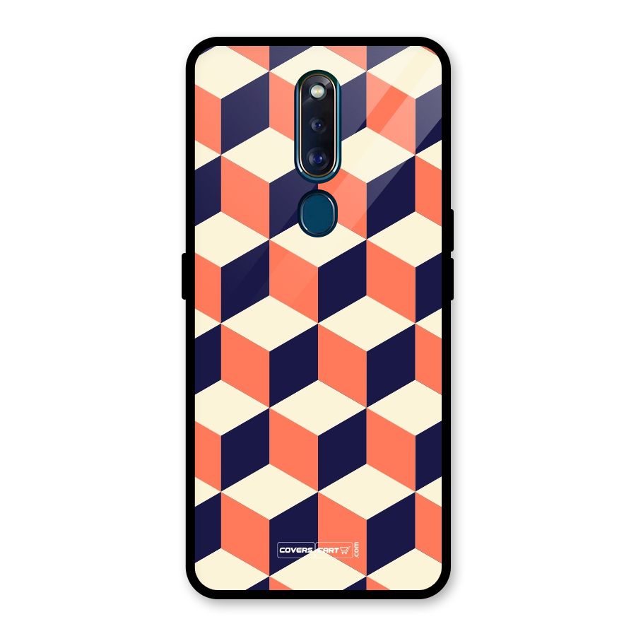 Cube Pattern Glass Back Case for Oppo F11 Pro