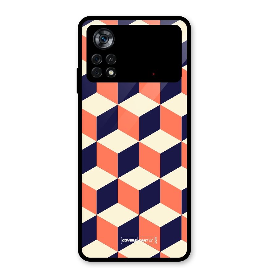 Cube Pattern Glass Back Case for Poco X4 Pro 5G