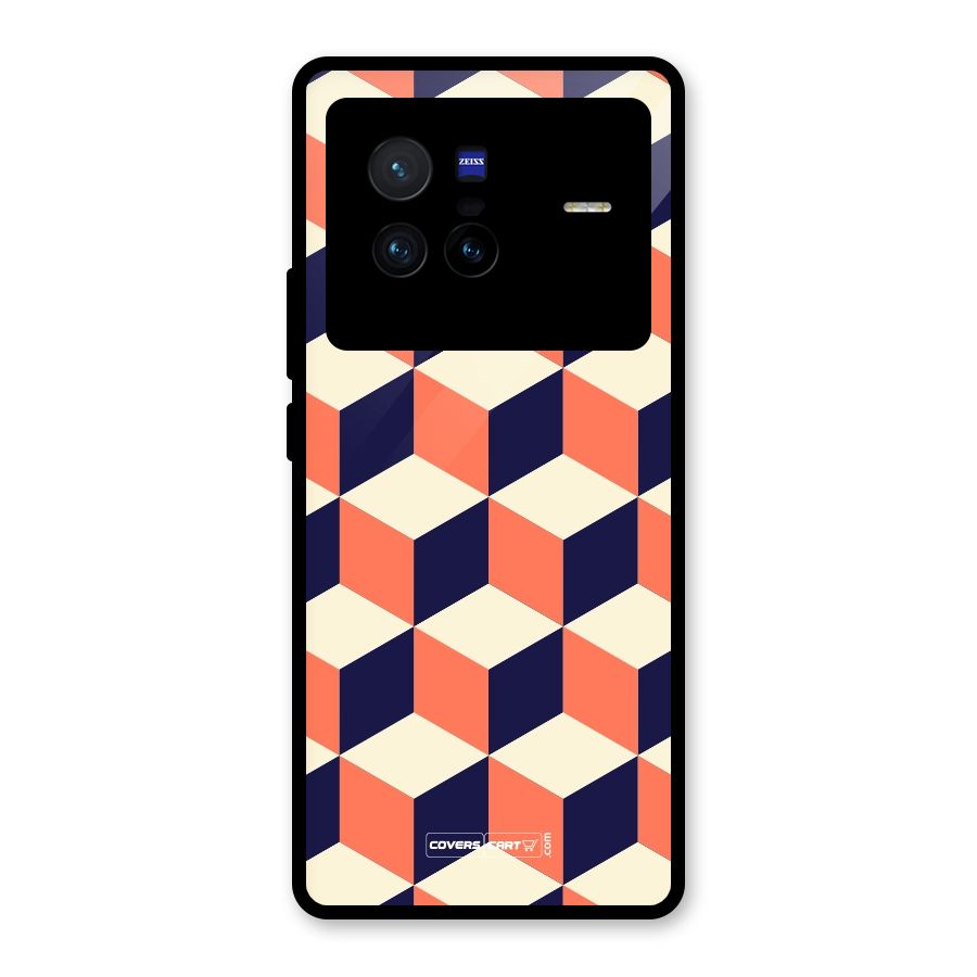 Cube Pattern Glass Back Case for Vivo X80