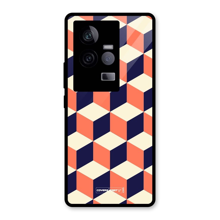 Cube Pattern Glass Back Case for Vivo iQOO 11 5G