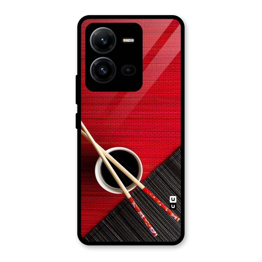 Cup Chopsticks Glass Back Case for Vivo V25