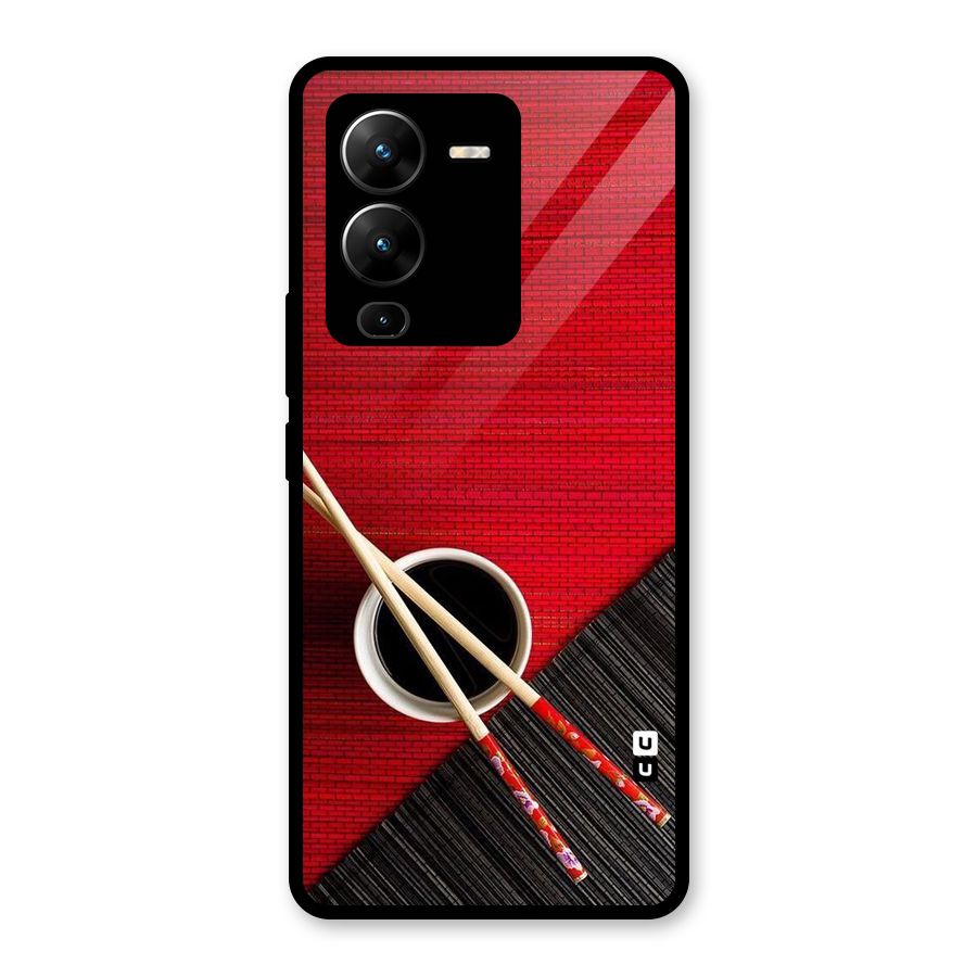 Cup Chopsticks Glass Back Case for Vivo V25 Pro