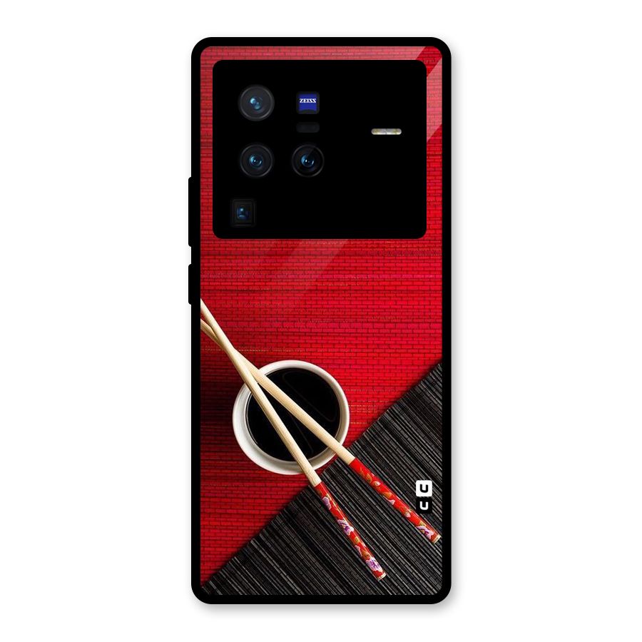 Cup Chopsticks Glass Back Case for Vivo X80 Pro