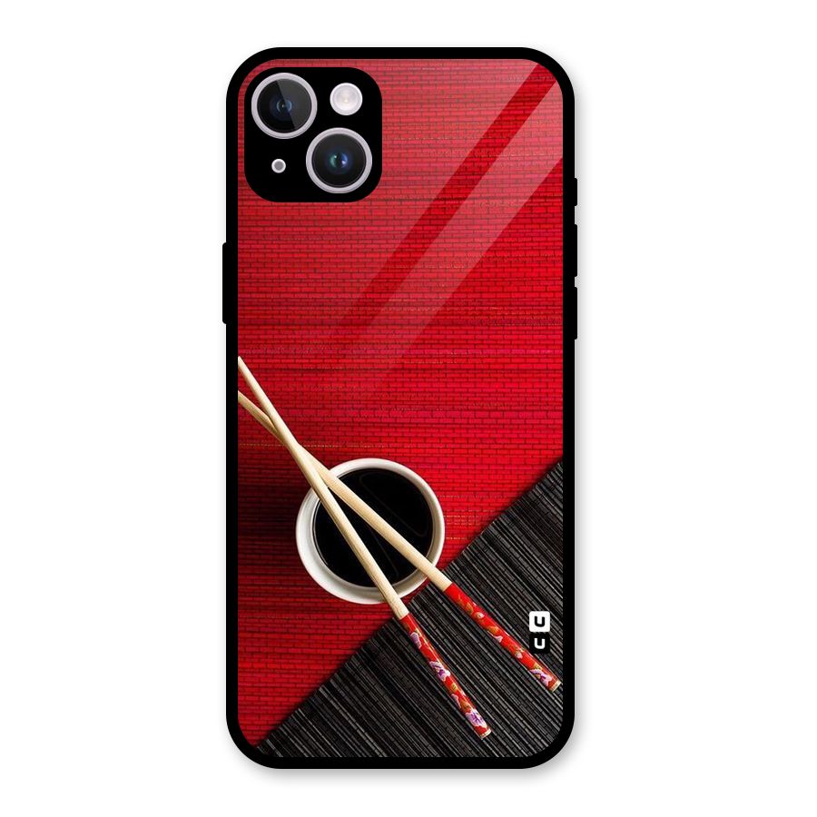 Cup Chopsticks Glass Back Case for iPhone 14 Plus