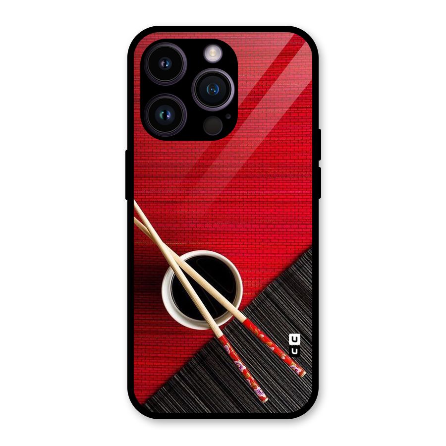 Cup Chopsticks Glass Back Case for iPhone 14 Pro