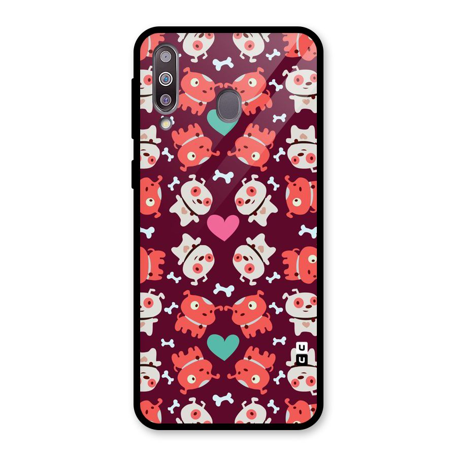Cut Dog Design Glass Back Case for Galaxy M30