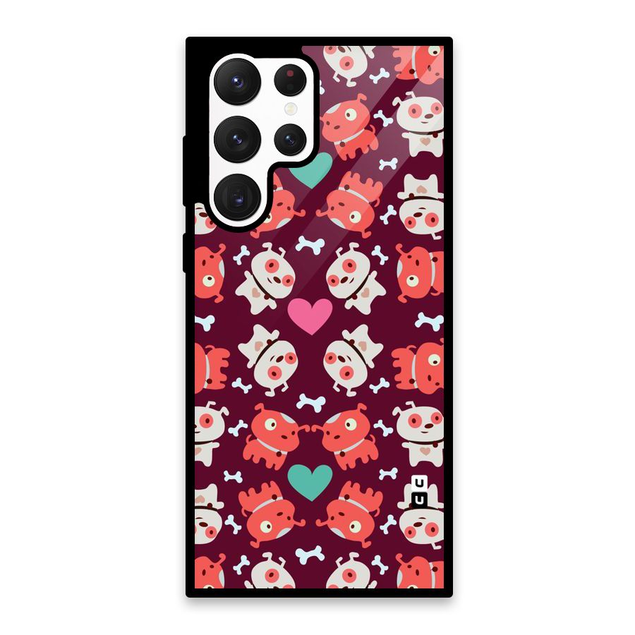 Cut Dog Design Glass Back Case for Galaxy S22 Ultra 5G