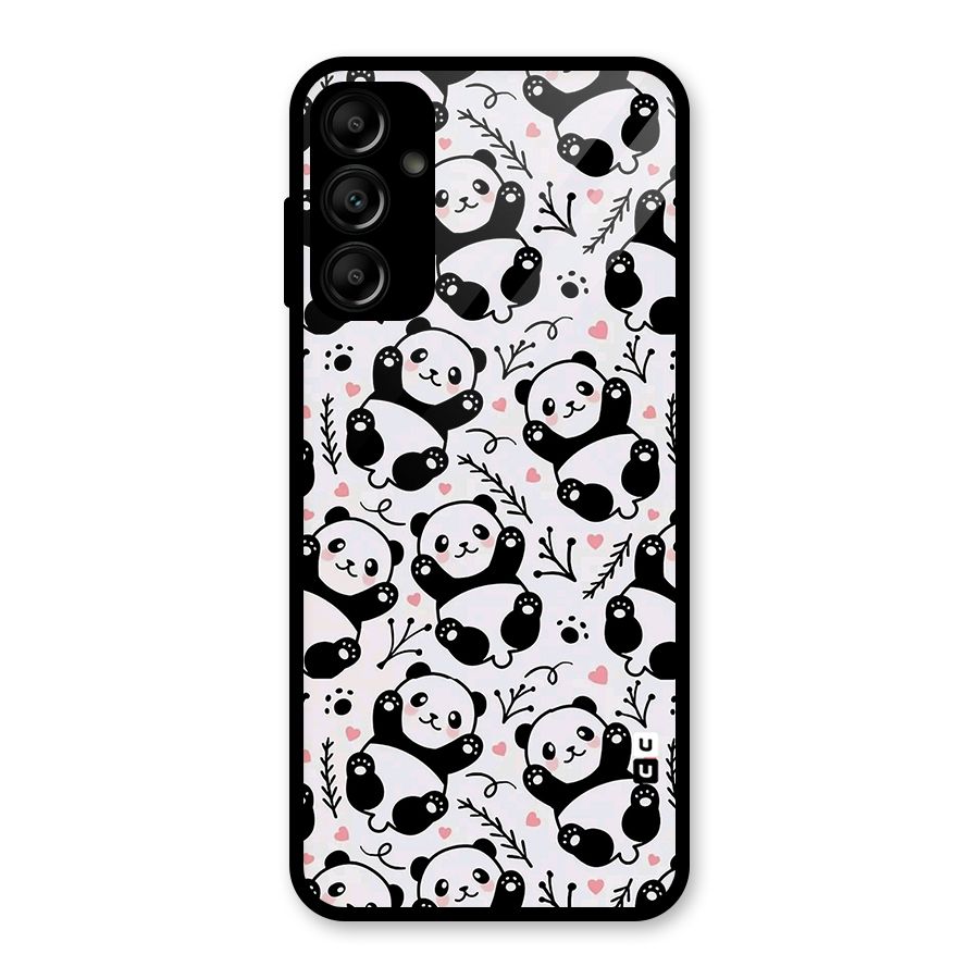 Cute Adorable Panda Pattern Glass Back Case for Galaxy A14 5G