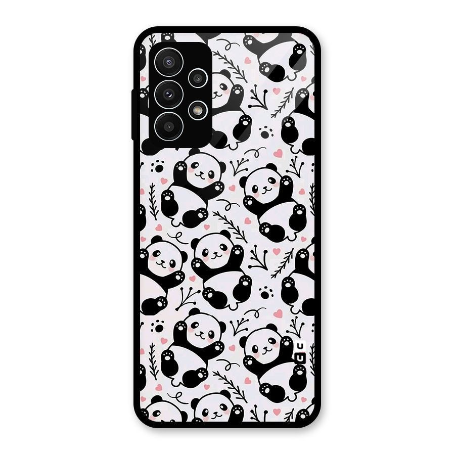Cute Adorable Panda Pattern Glass Back Case for Galaxy A23