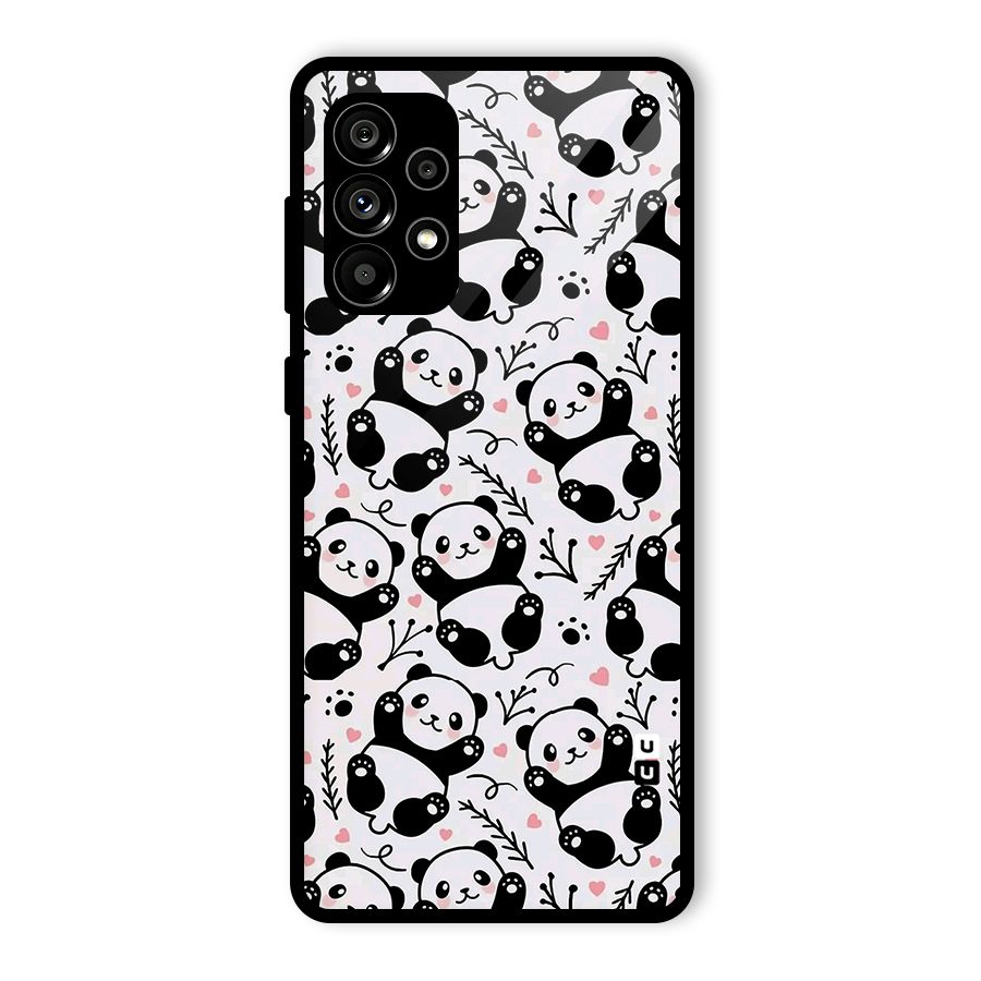 Cute Adorable Panda Pattern Glass Back Case for Galaxy A73 5G