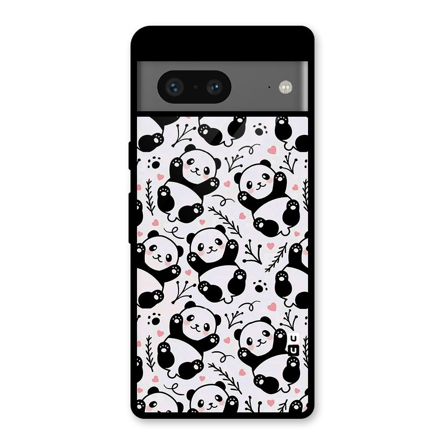 Cute Adorable Panda Pattern Glass Back Case for Google Pixel 7