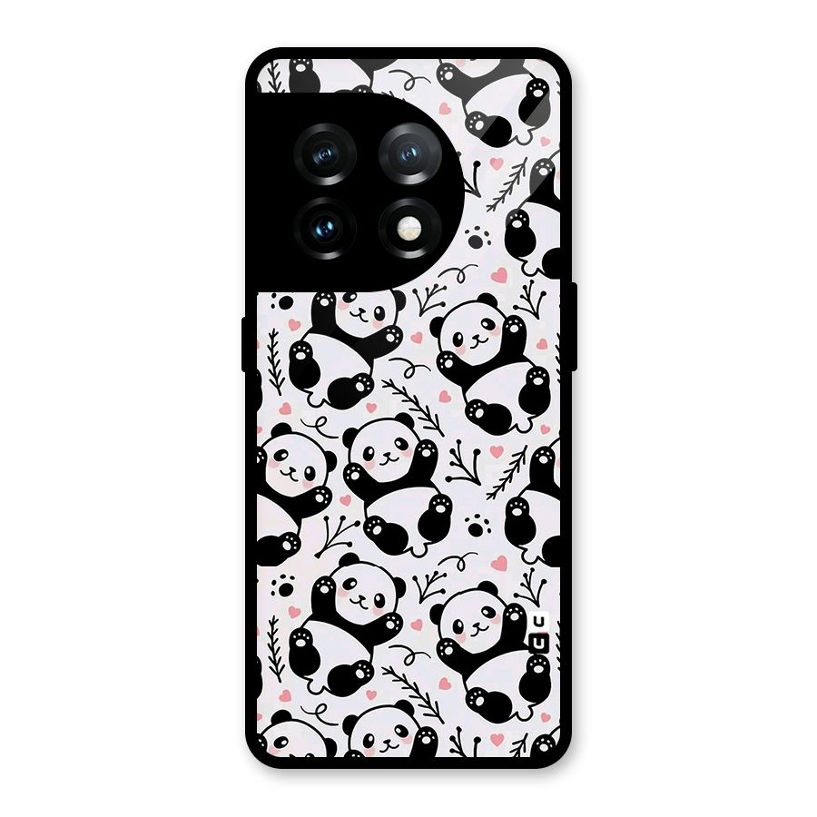 Cute Adorable Panda Pattern Glass Back Case for OnePlus 11