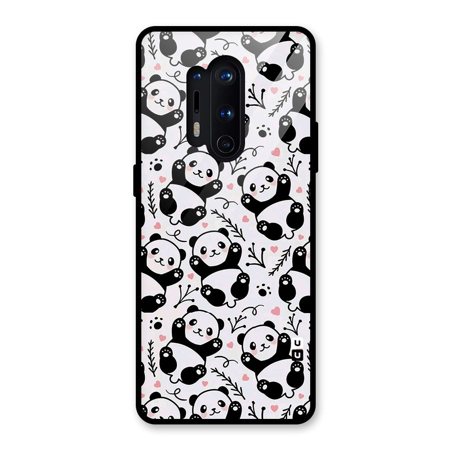 Cute Adorable Panda Pattern Glass Back Case for OnePlus 8 Pro