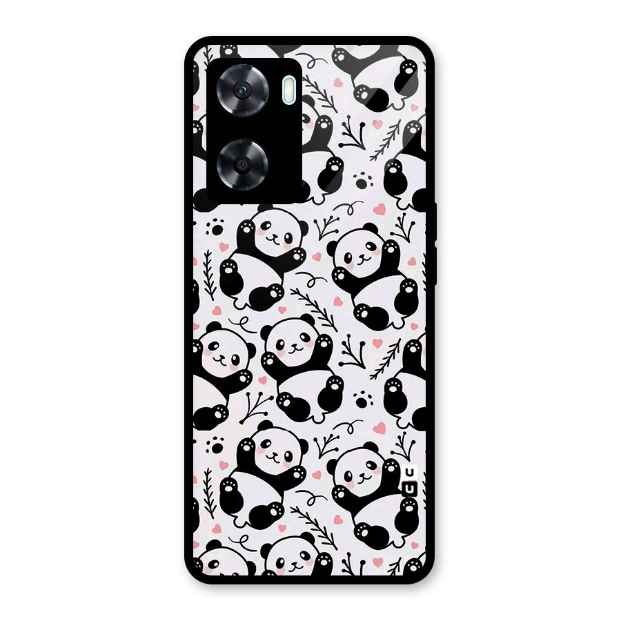 Cute Adorable Panda Pattern Glass Back Case for Oppo A77