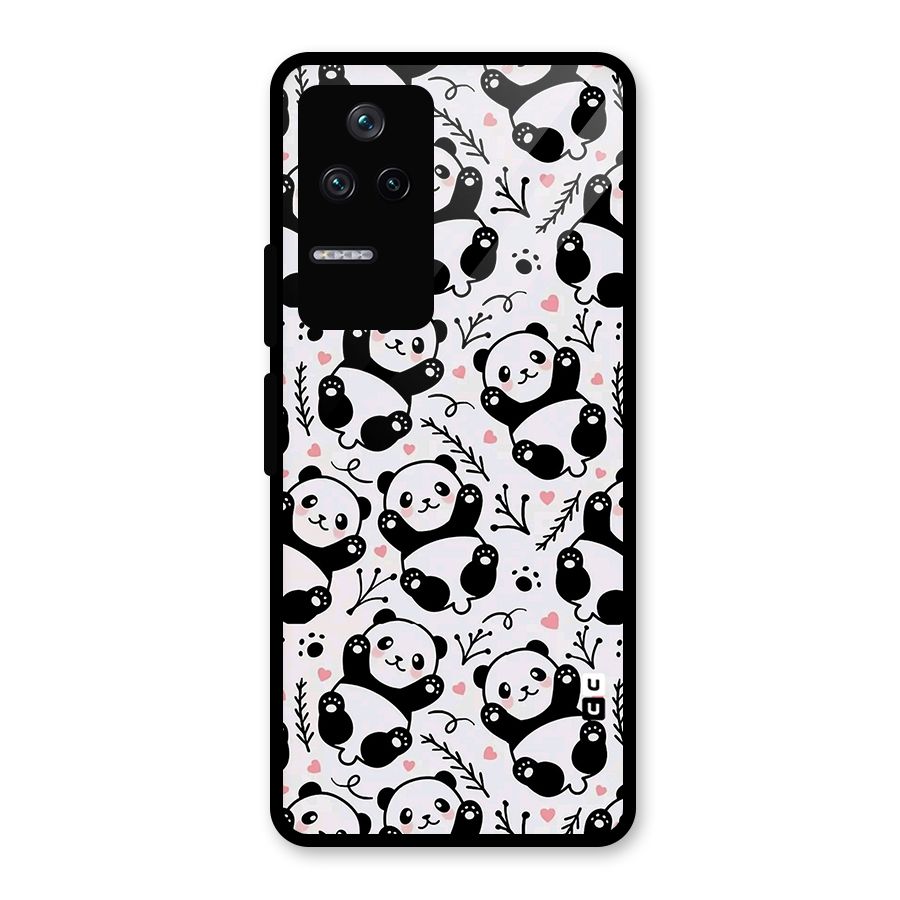 Cute Adorable Panda Pattern Glass Back Case for Poco F4 5G